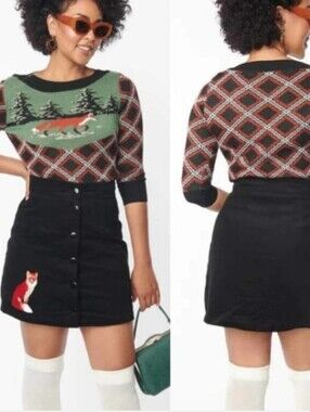 Smak Parlour Size Fox Plaid Sweater
